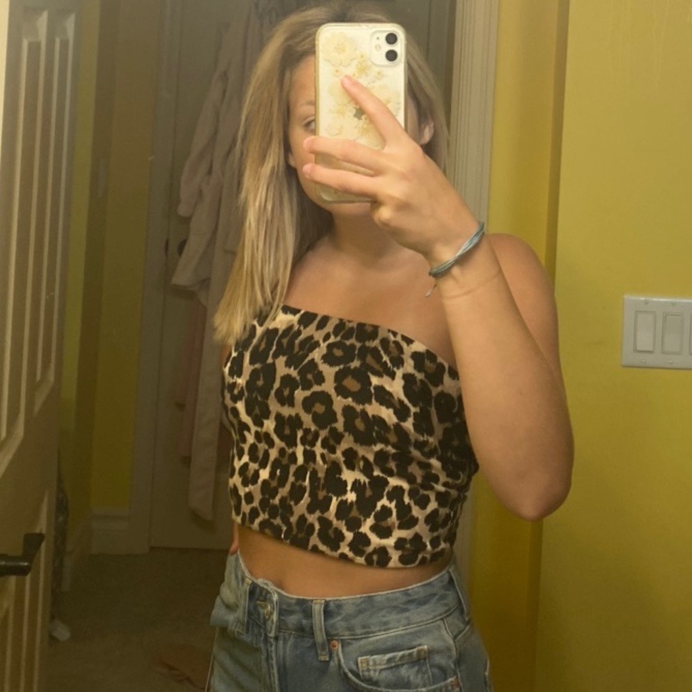 topshop cheetah print tube top